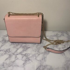 Chic Pink Crossbody Bag with Gold Chain